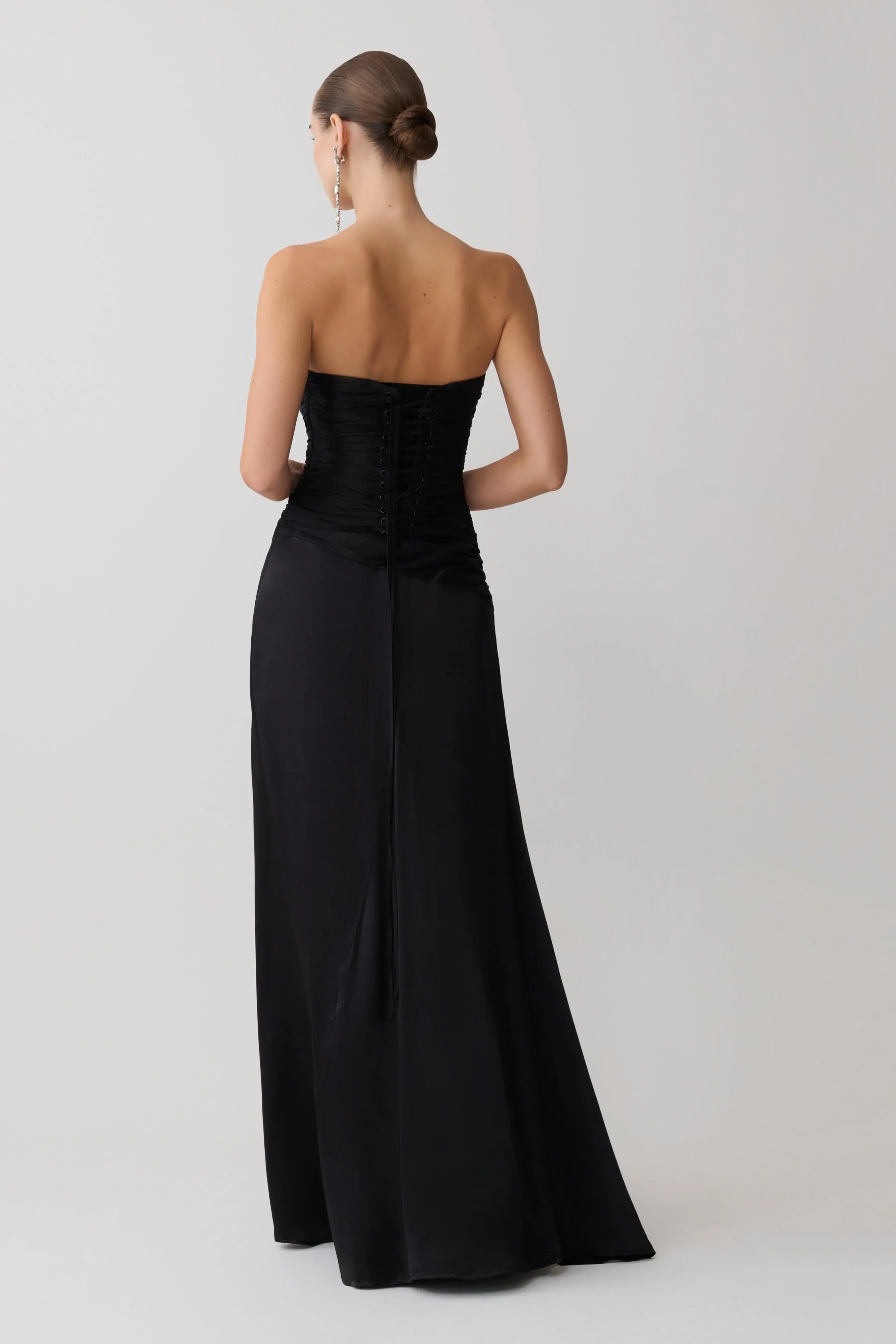 Serena Strapless Taffeta Maxi Dress Black