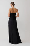 Serena Strapless Taffeta Maxi Dress Black