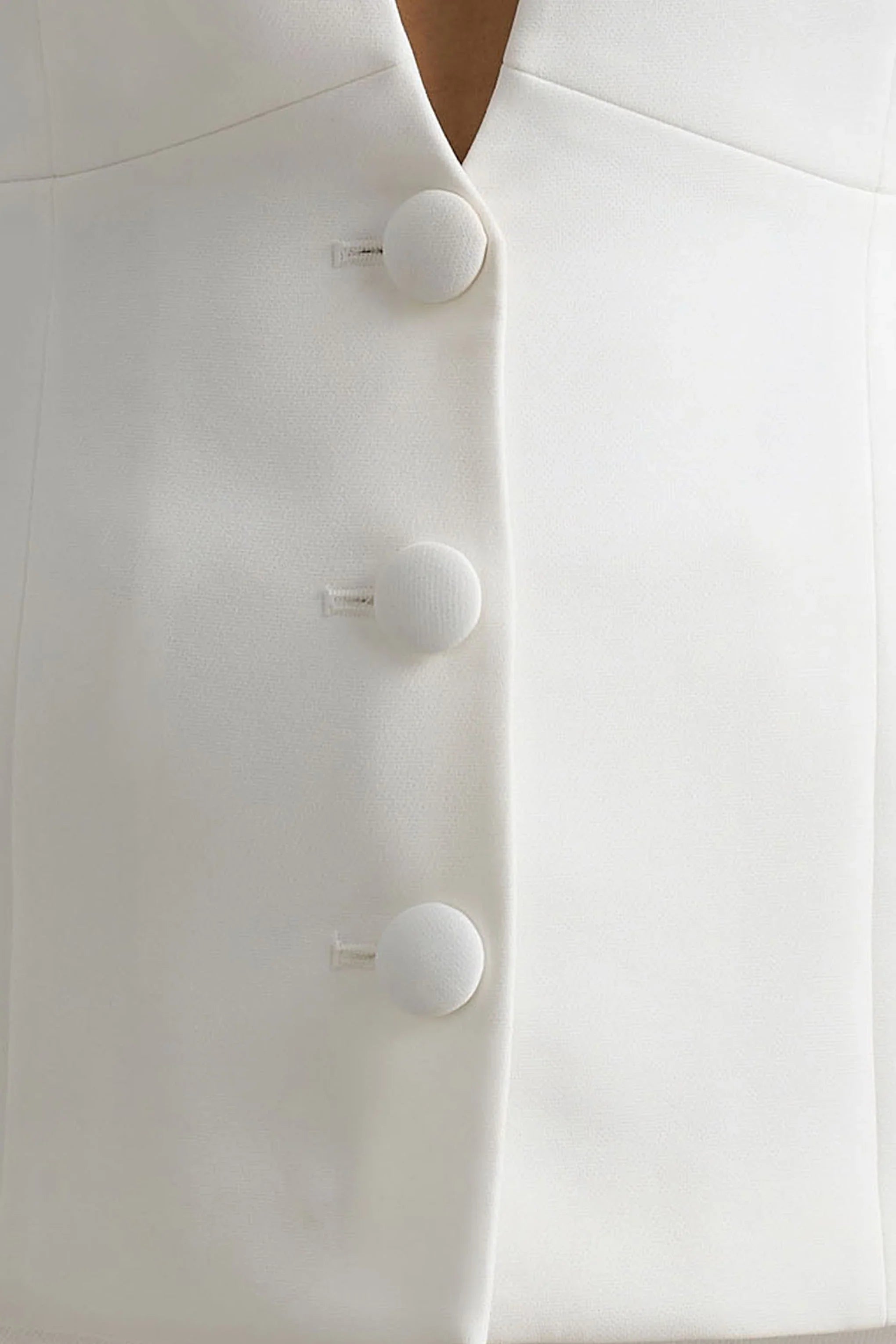Rosalina White Extreme Plunge Neck Tailored Blazer