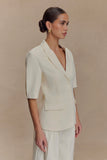 Opal Puff Sleeve Suiting Top Ivory