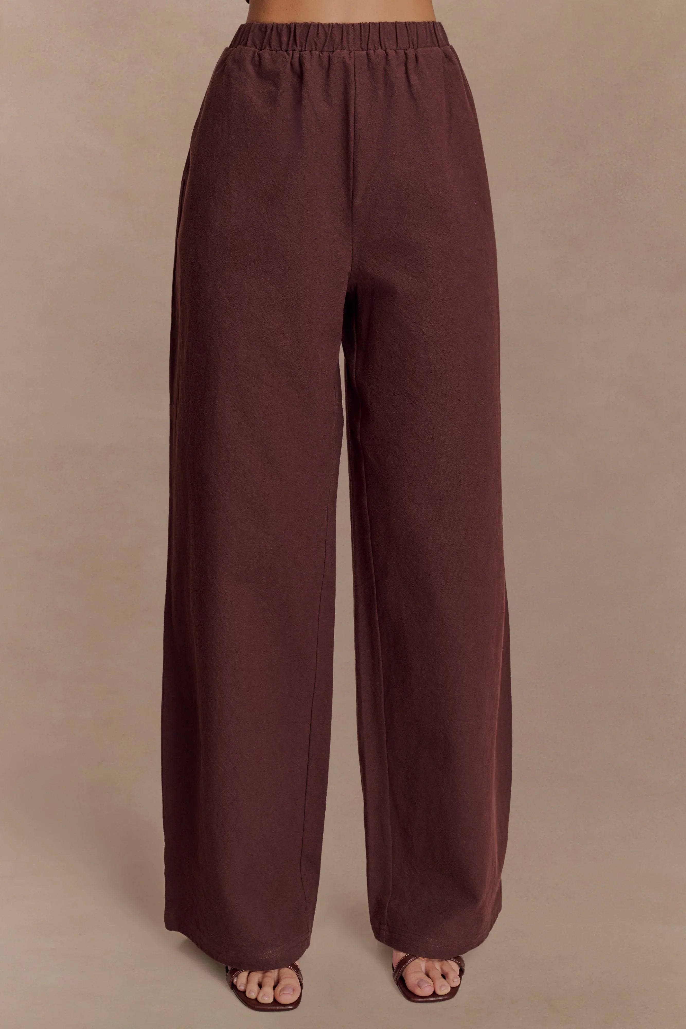 Janayia Cotton Wide Leg Pants Dark Espresso