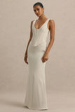 Morgan Champagne Satin Corset Maxi Dress