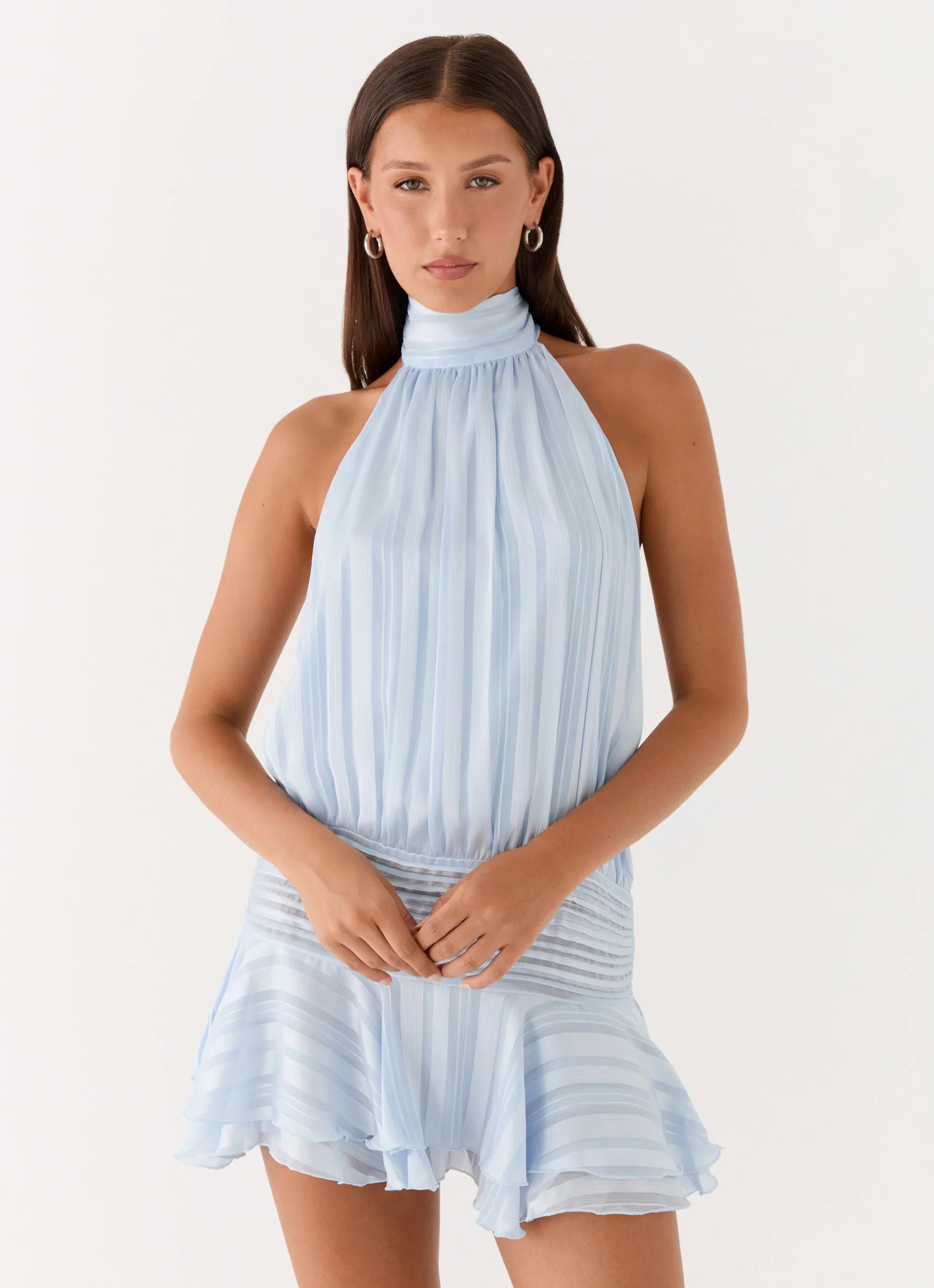 Willow Chiffon Mini Dress Blue