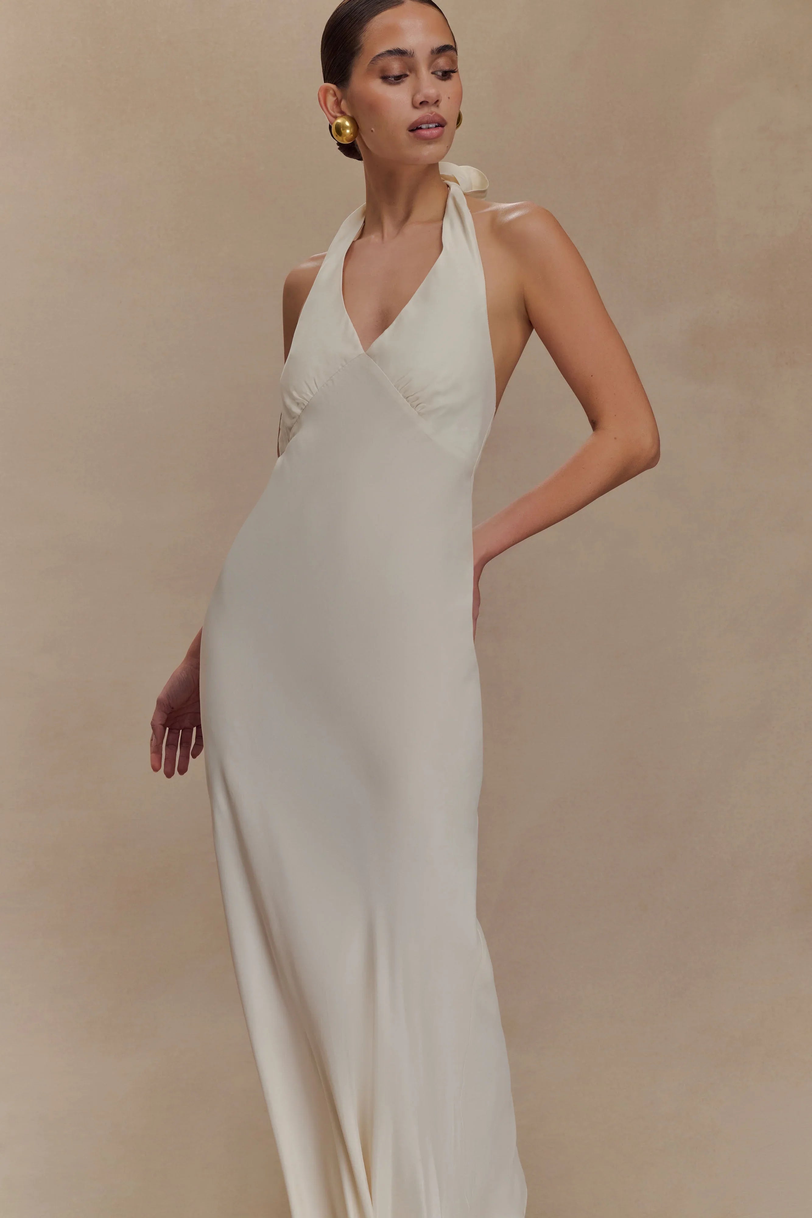 Louisiana Halter Maxi Dress Ivory