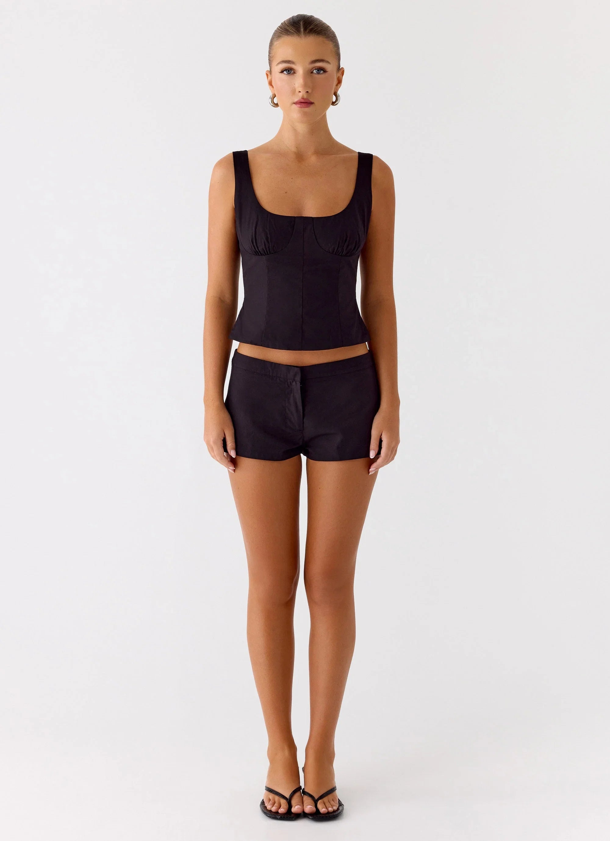 Coastline Cotton Micro Mini Shorts Black