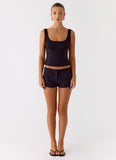 Coastline Cotton Micro Mini Shorts Black