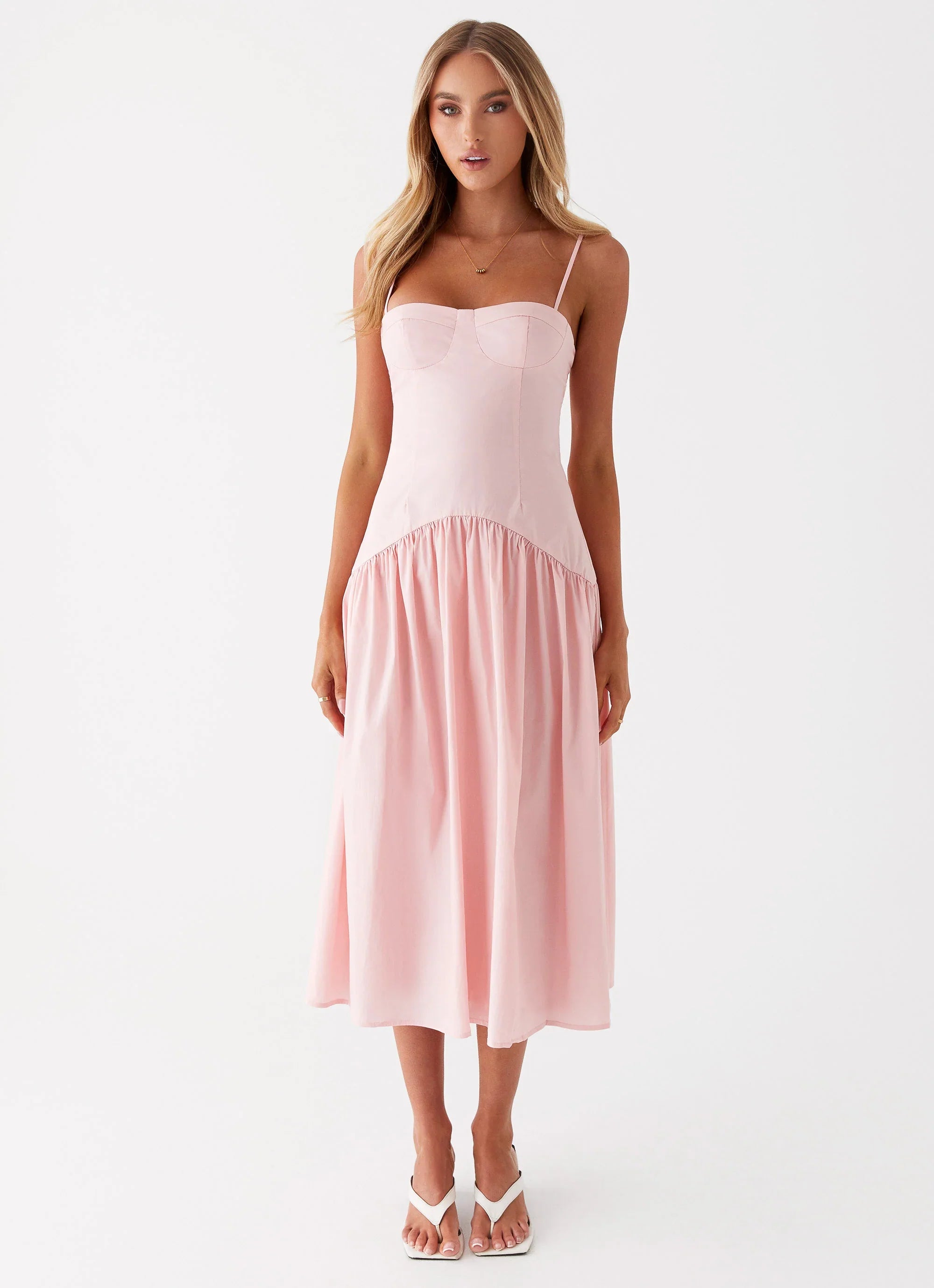 Yvette Corset Midi Dress Pink