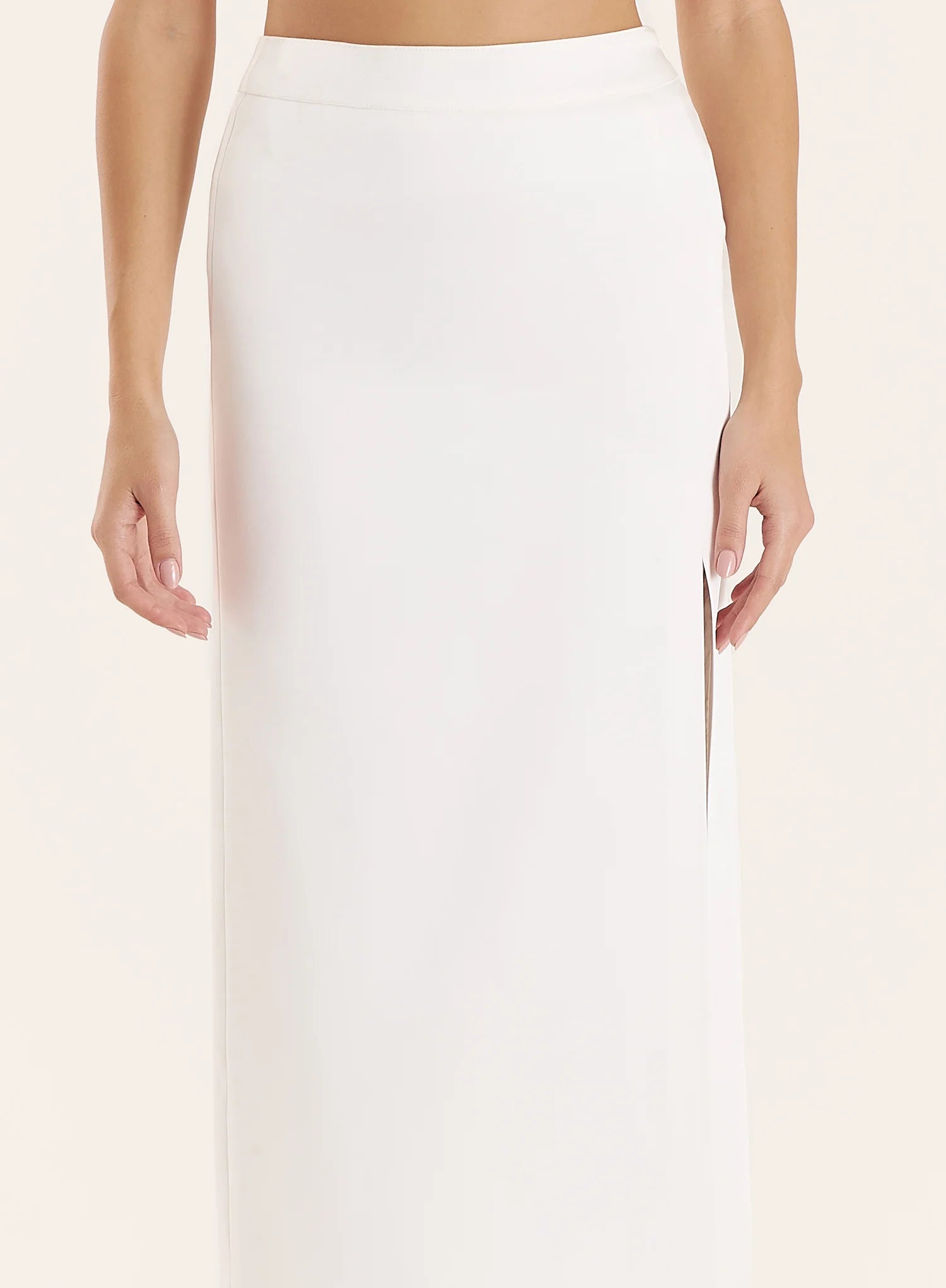 Cream Side Split Midaxi Skirt