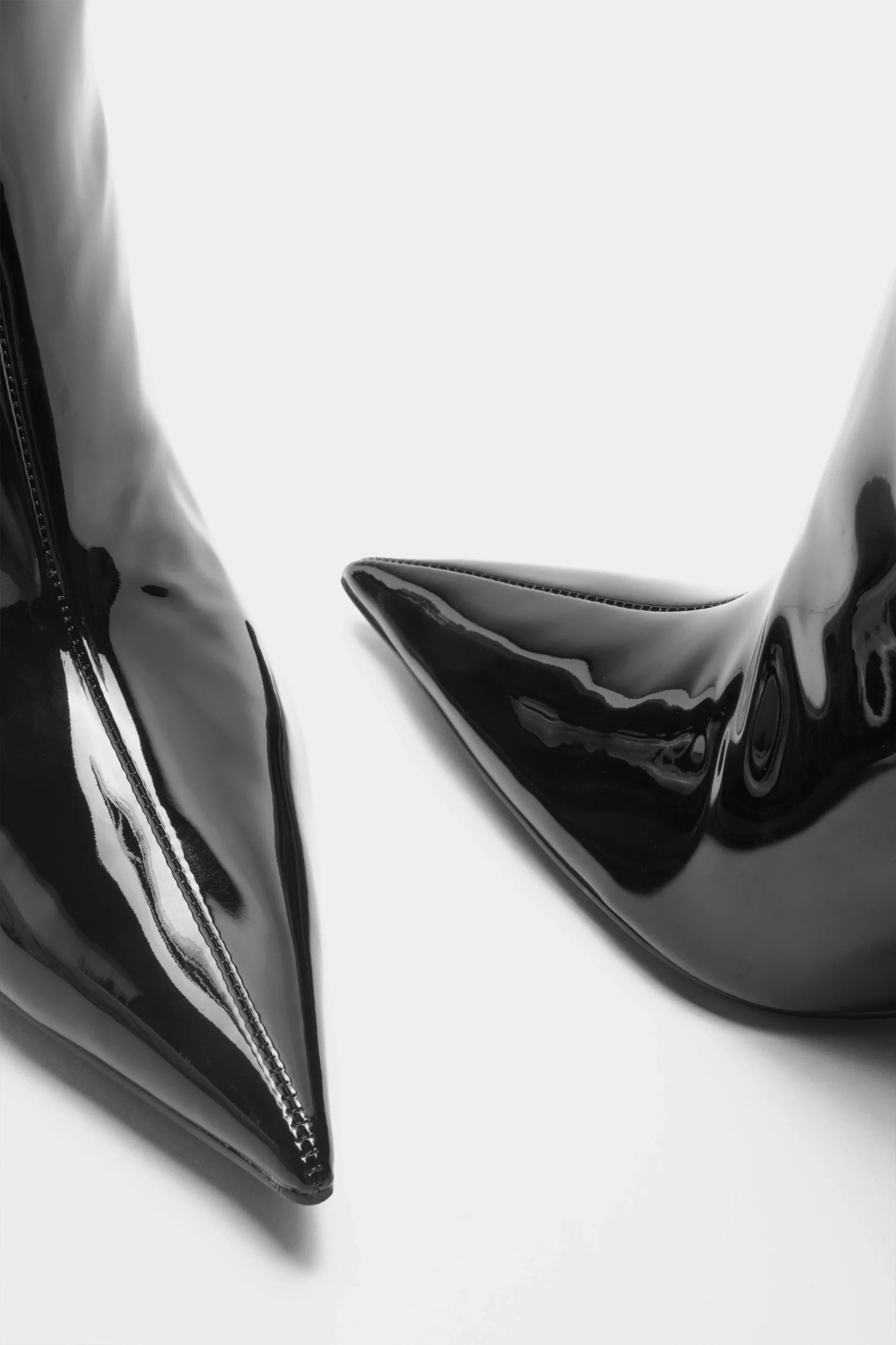 Over It Black Fitted Over Knee Pointed Heeled Boots