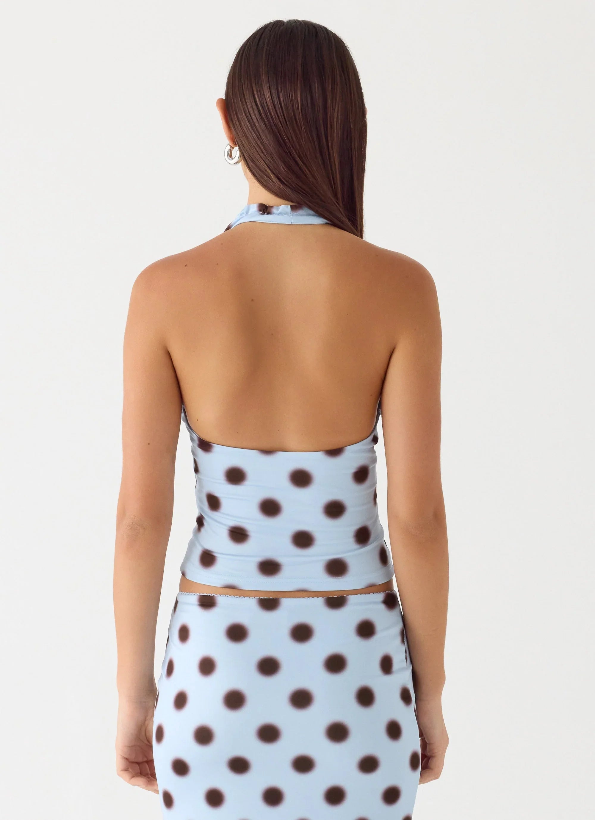 Ask You Twice Top Blue Mocha Dot