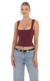 Scoop Neck Open Back Top in Burgundy