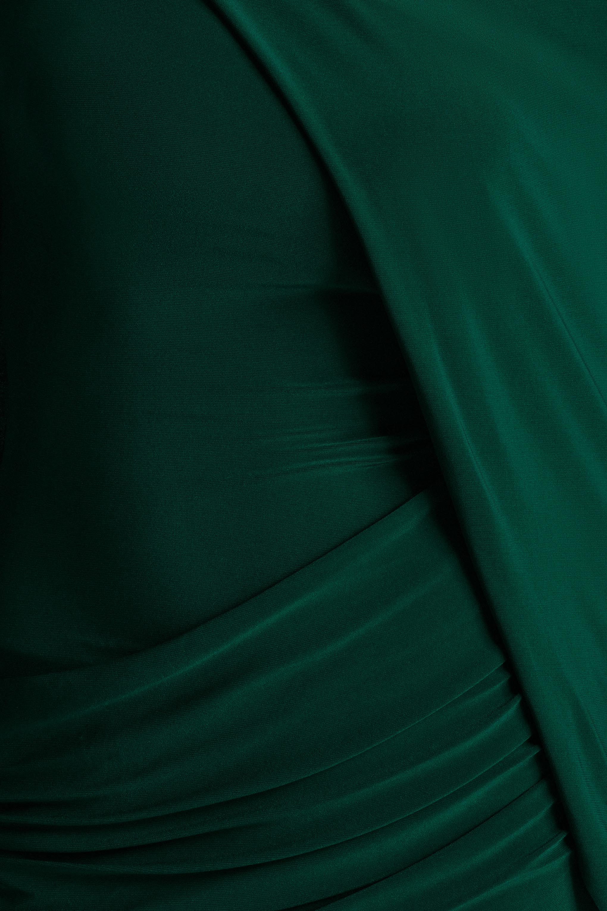 Maeve Bottle Green Cape Sleeve Draped Maxi Dress