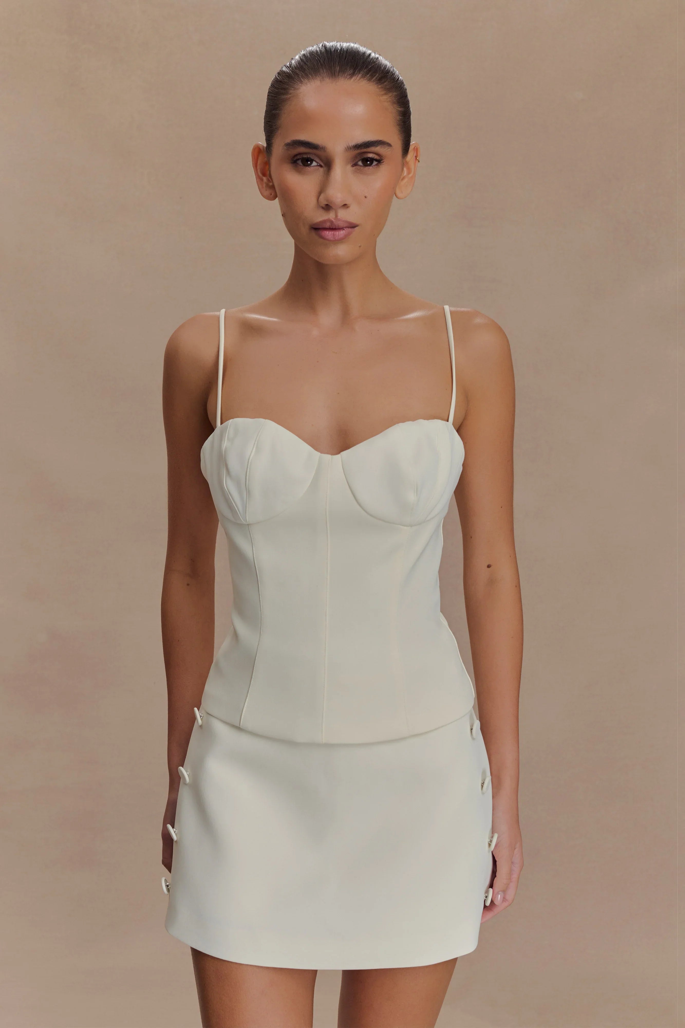 Jaime Spaghetti Strap Suiting Top Ivory