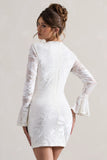Della White Bodycon Flared Sleeve Micro Mini Dress