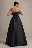 Universe Black Bandeau Puff Skirt Split Maxi Dress