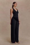 Aspyn Slinky Gathered Wide Leg Pants Black