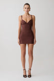 Maison Bandage Knit Mini Dress Chocolate