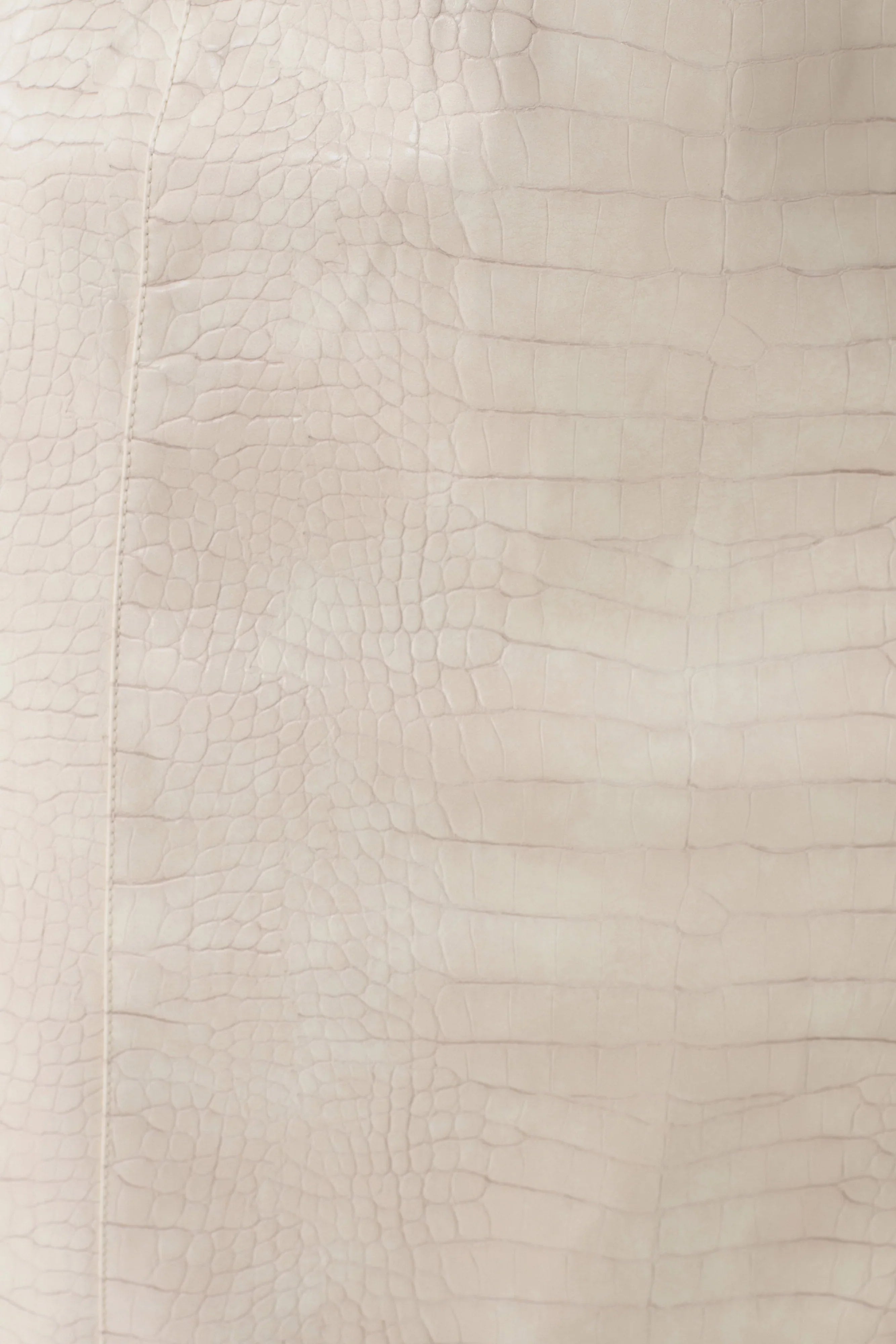 Thalia Croc Faux Leather Midi Skirt Ivory