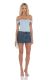 Embellished Off Shoulder Top in Light Blue