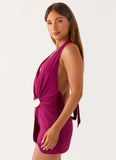 Eleanora Plunge Mini Dress Violetta