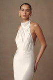 Esther Iridescent Satin Cowl Maxi Dress Ivory