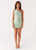 Amina Beaded Mini Dress Sage