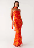 Under The Pagoda Maxi Dress Orange Floral