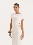 Off White Jersey Cut Out Maxi Dress