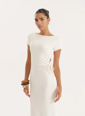 Off White Jersey Cut Out Maxi Dress