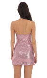 Sequin Strapless Mini Dress in Rose Pink