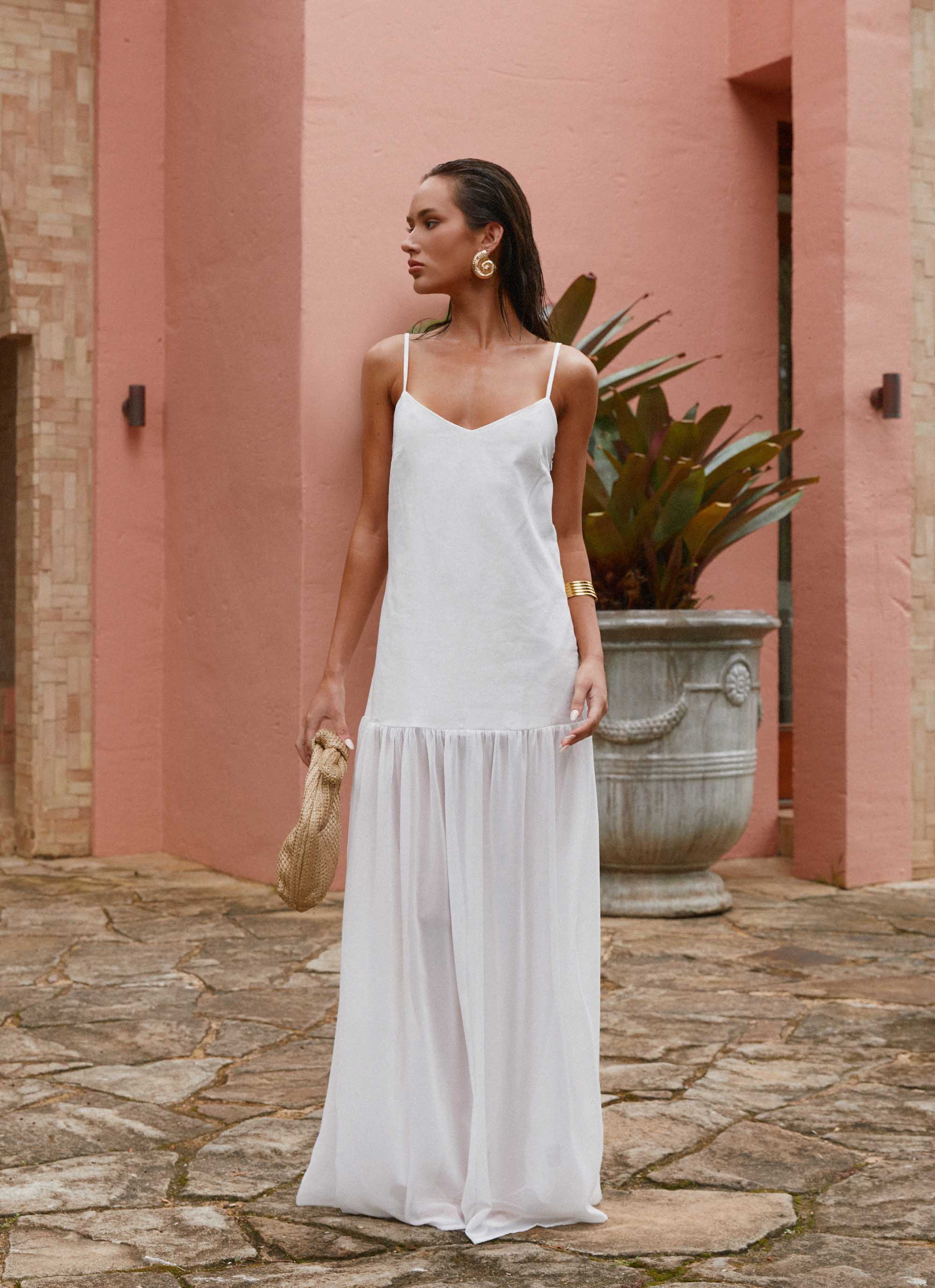 Heavenly Linen Maxi Dress White