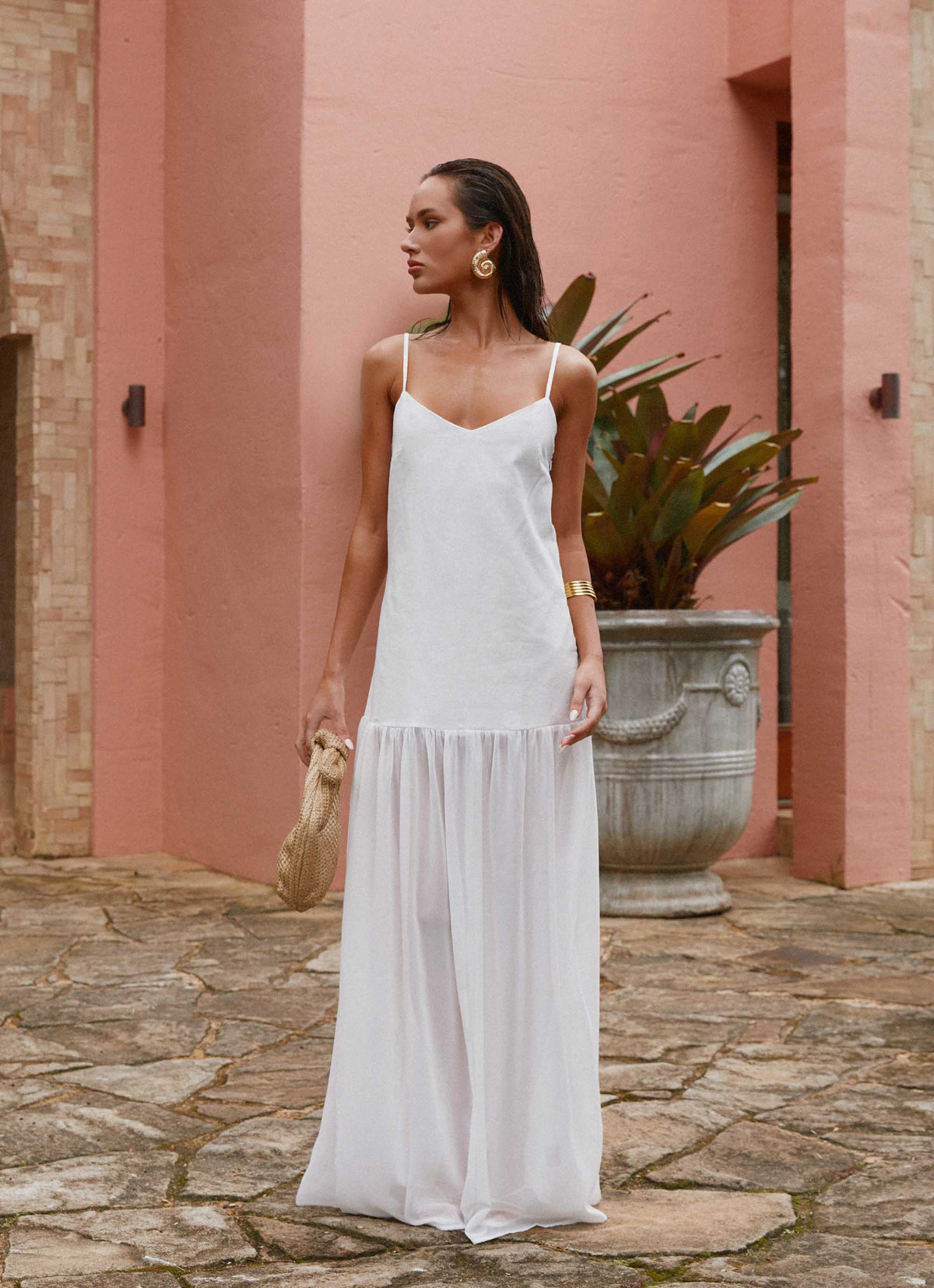 Heavenly Linen Maxi Dress White