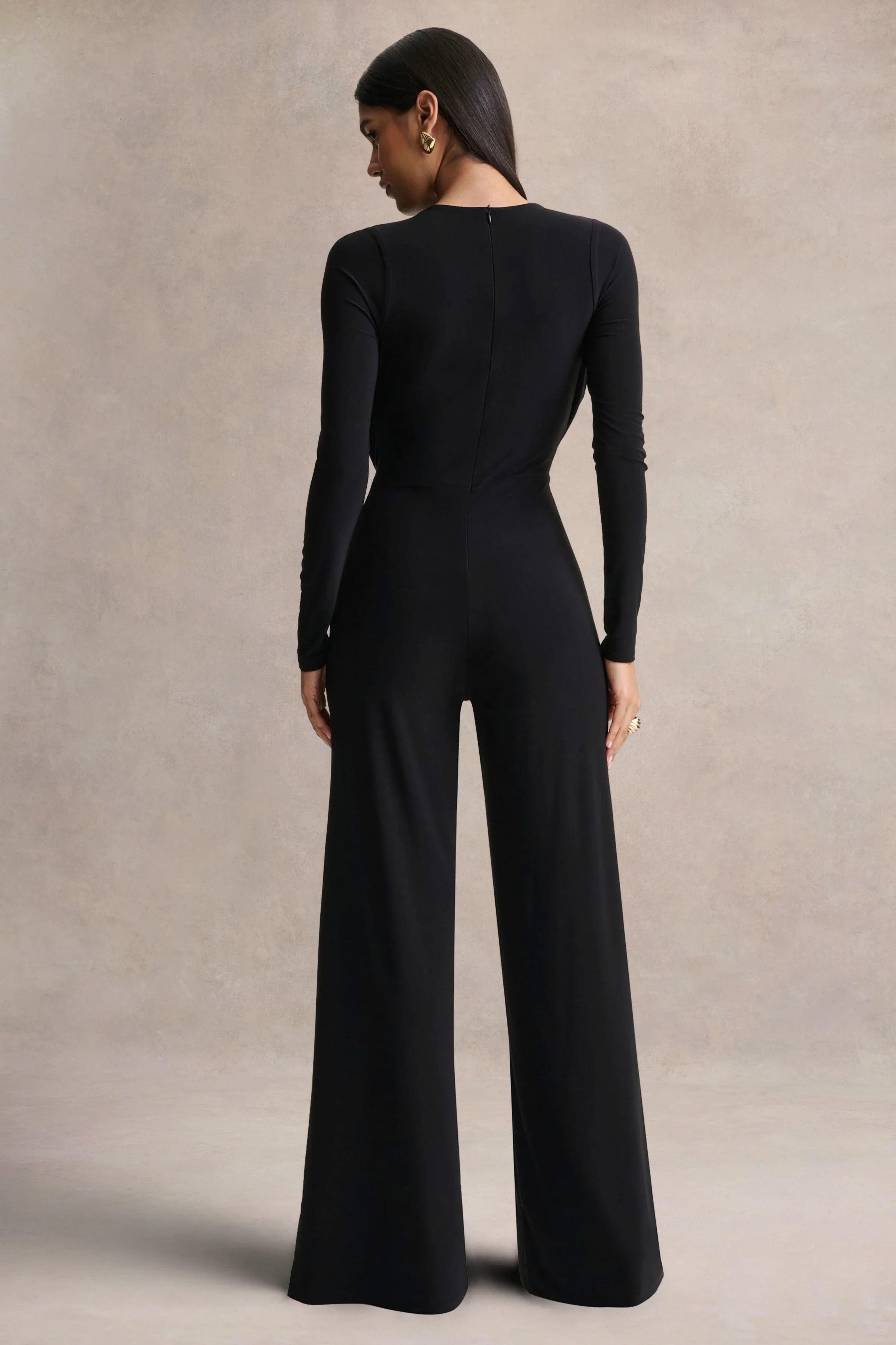 Catriona Black Plunge Neck Jumpsuit