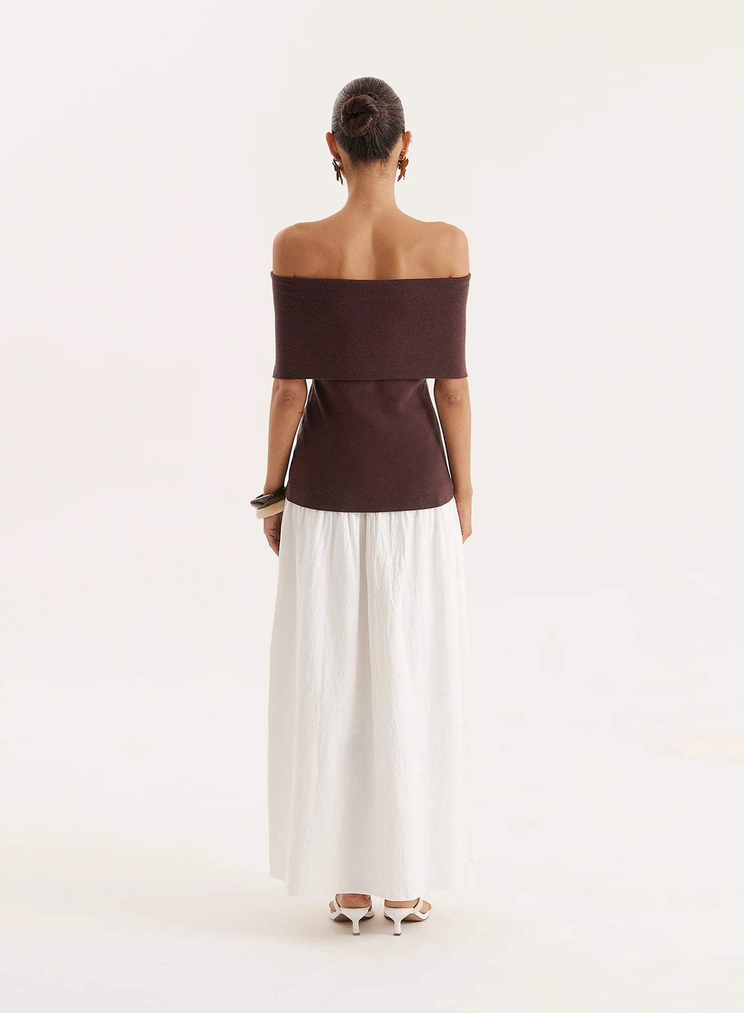 Chocolate Bandeau Longline Knitted Top