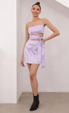 Jacquard Cutout Tie Dress In Lavender