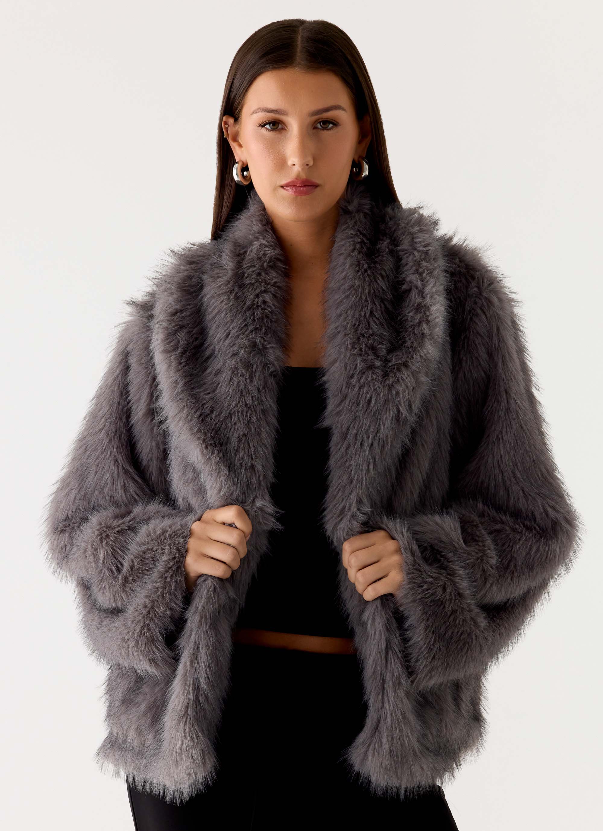 Katiana Faux Fur Jacket Grey