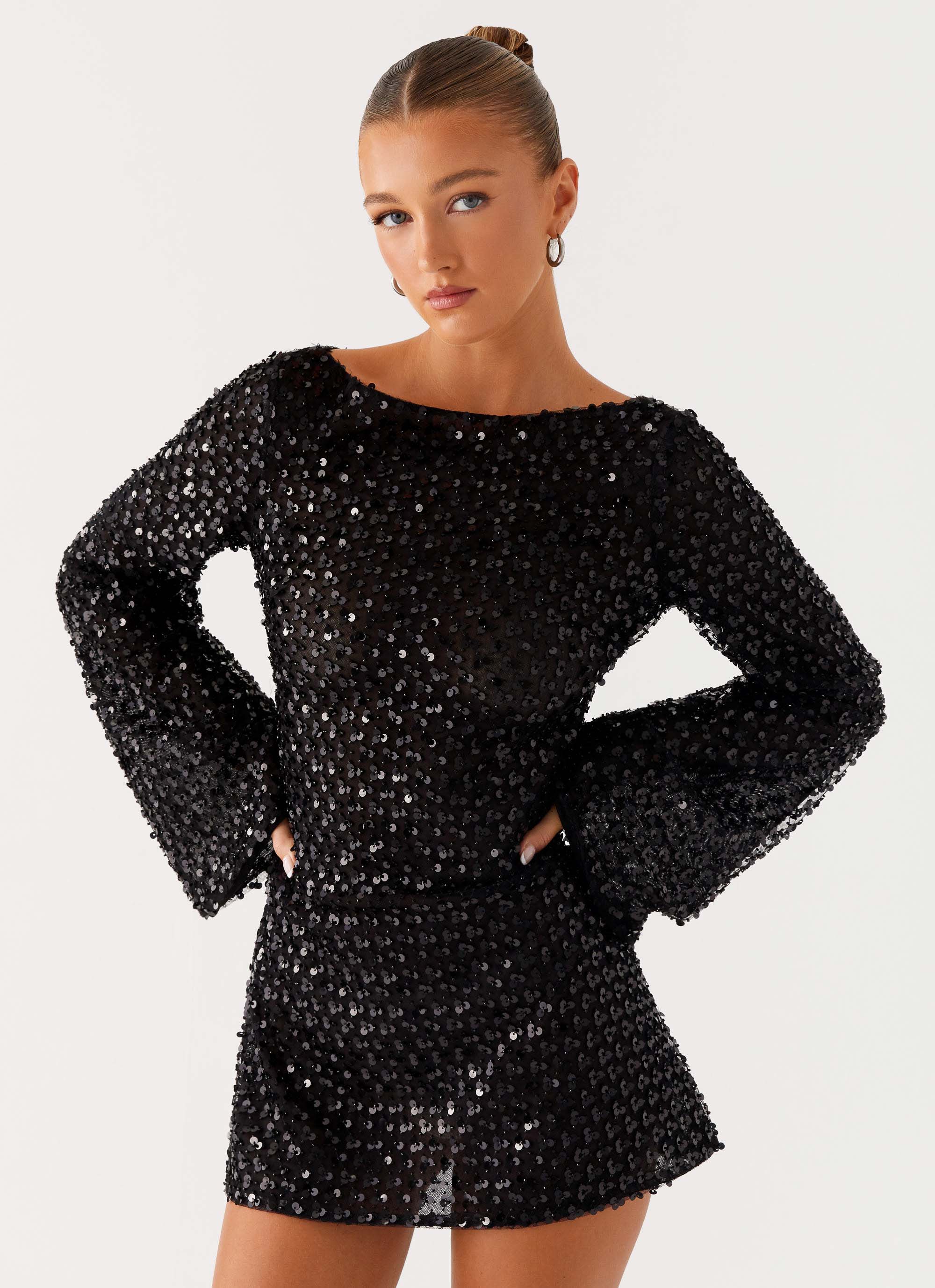 Edessa Sequin Mini Dress Black