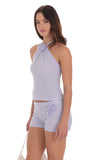 Crochet Rosette Halter Top in Lavender