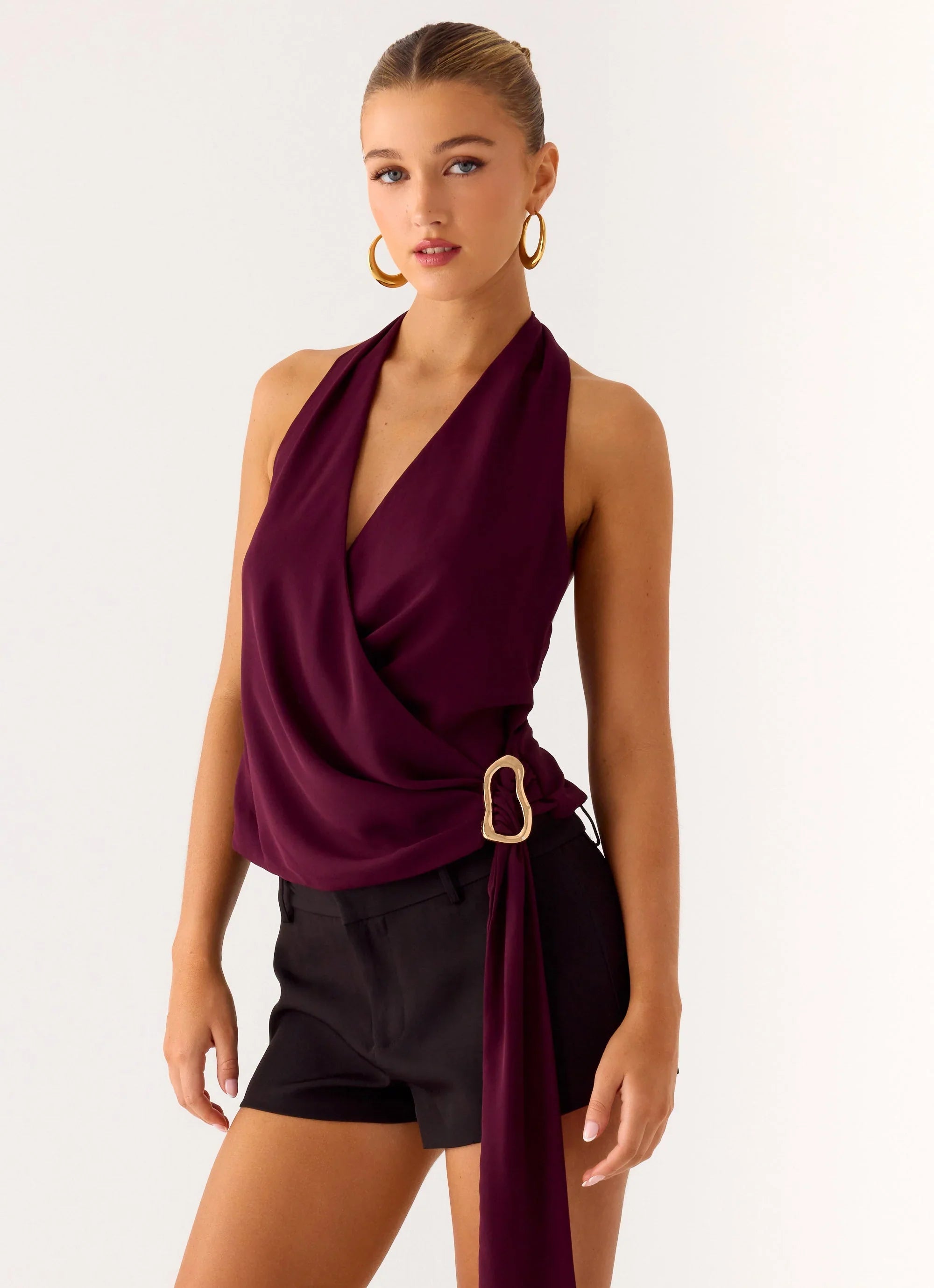 Teaha Wrap Top Plum