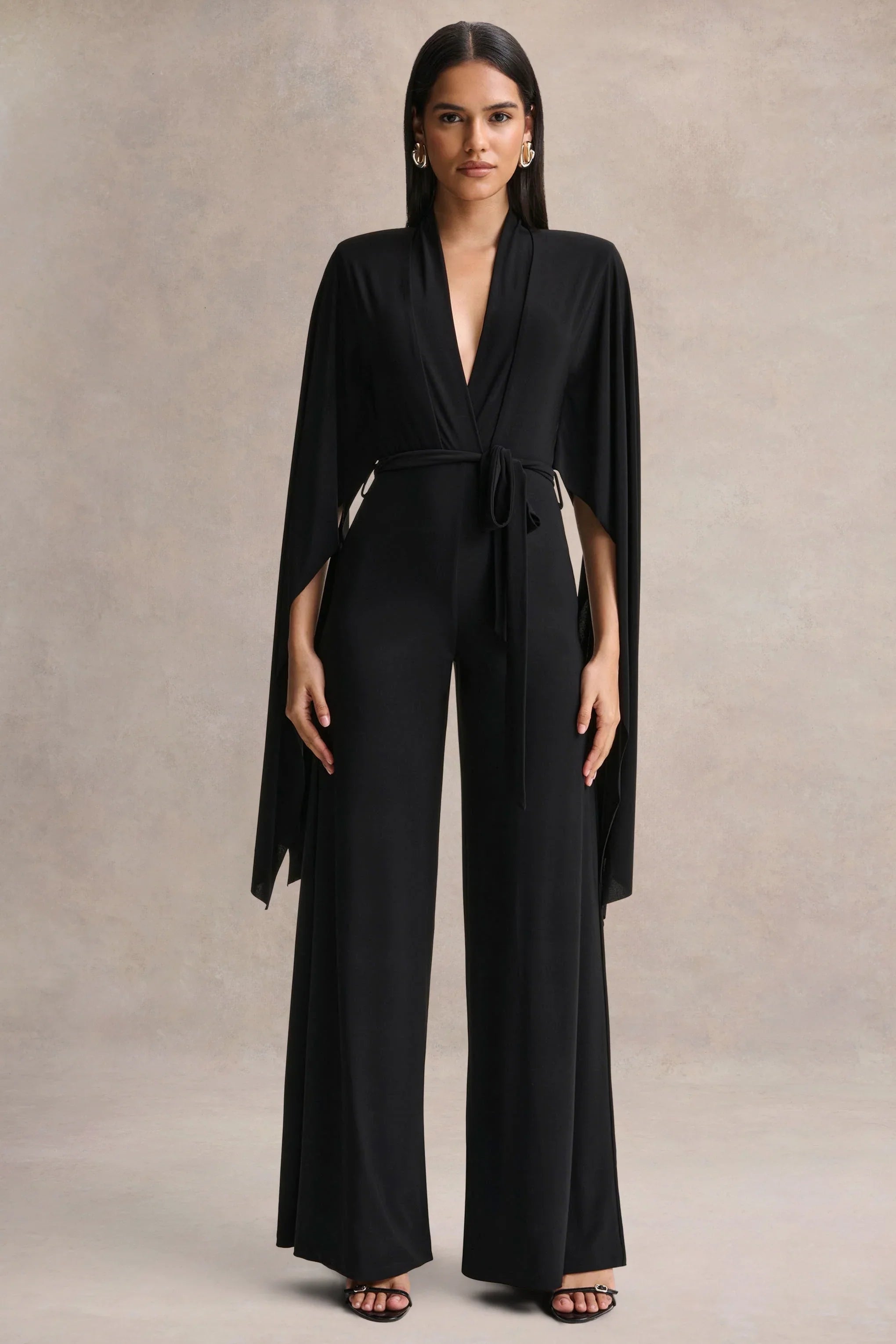 Laurina Black Plunge Neck Jumpsuit