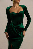 Fay Bottle Green Velvet Corset Style Knot Maxi Dress
