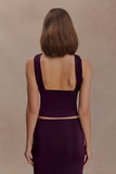 Erina Slinky Open Back Top Aubergine
