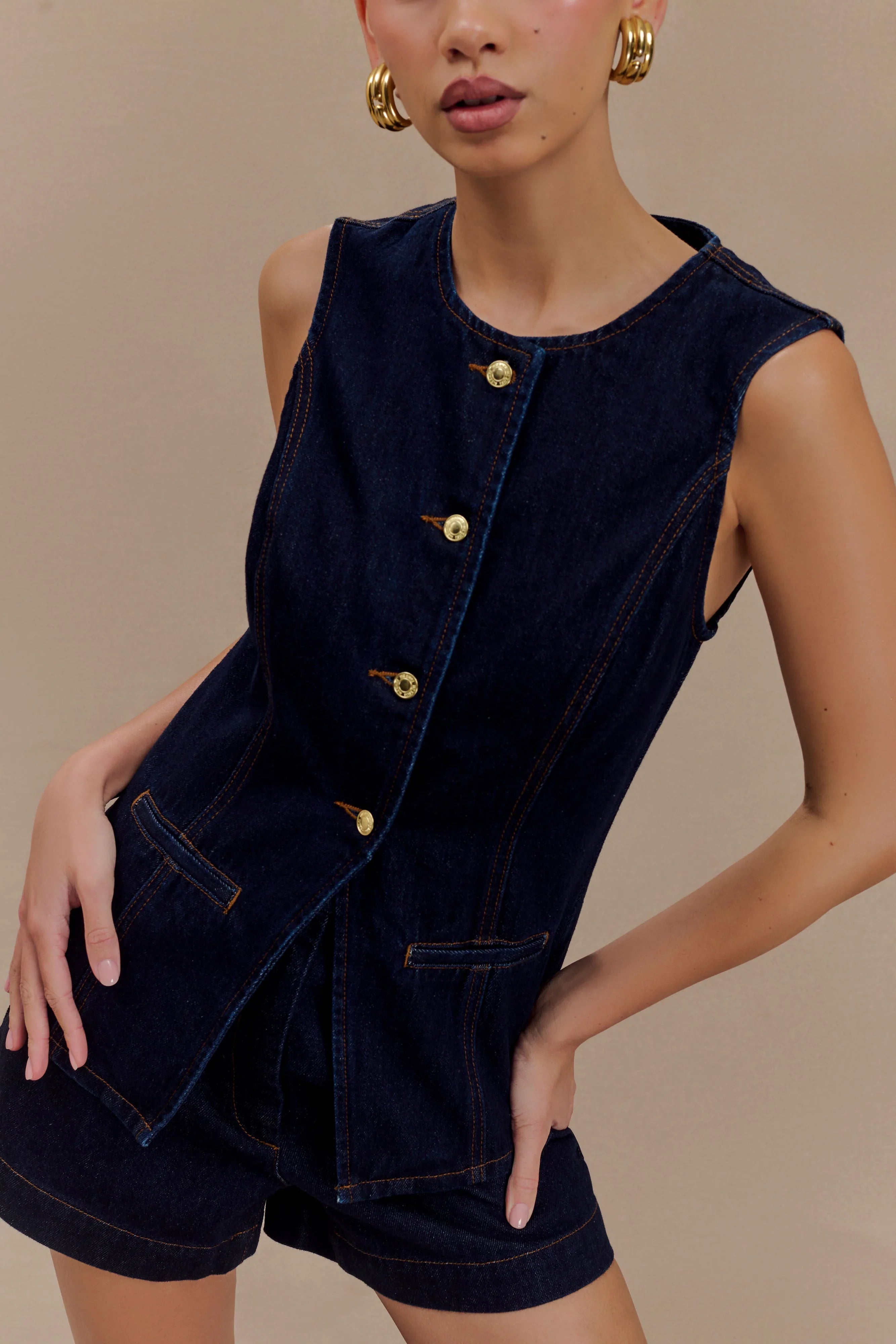 Abel Denim Button Up Top Indigo Blue