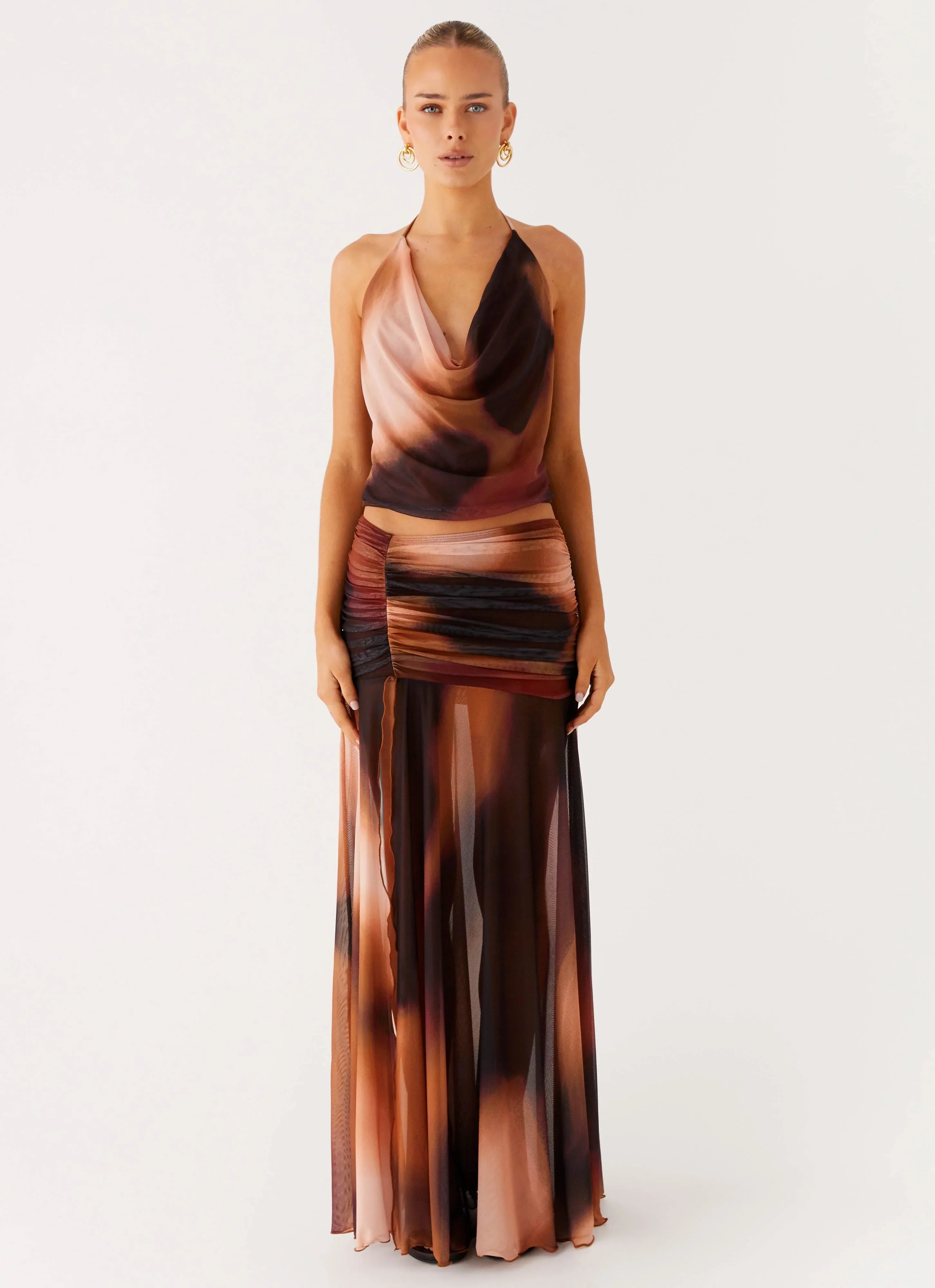 Stargazer Mesh Maxi Skirt Black Gradient