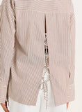 White And Beige Stripe Cotton Tie Back Detail Shirt