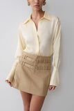 Gia Long Sleeve Satin Shirt Buttermilk