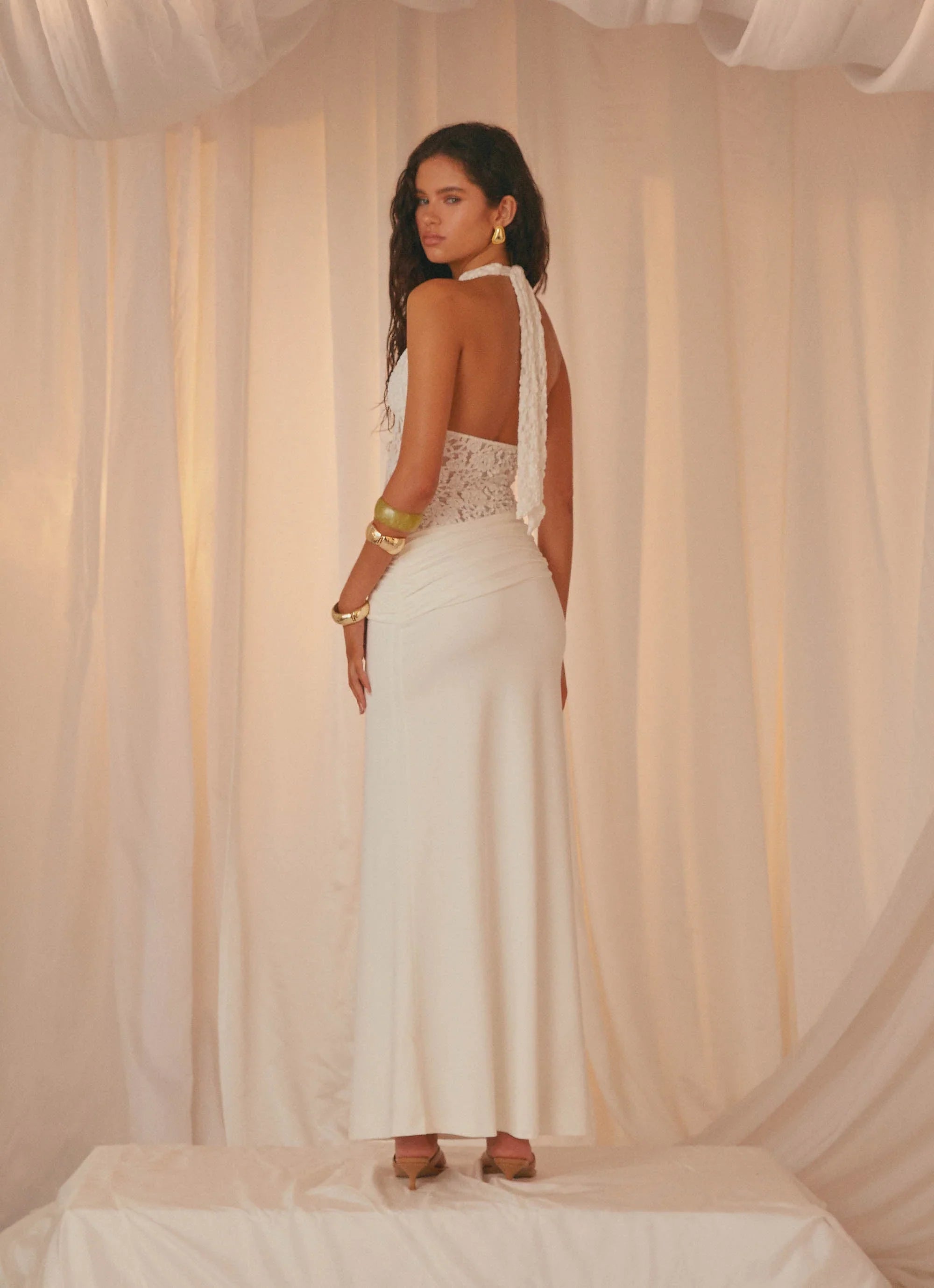 Miri Halter Maxi Dress Ivory