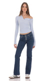 Button Fly Slim Jeans in Dark Blue