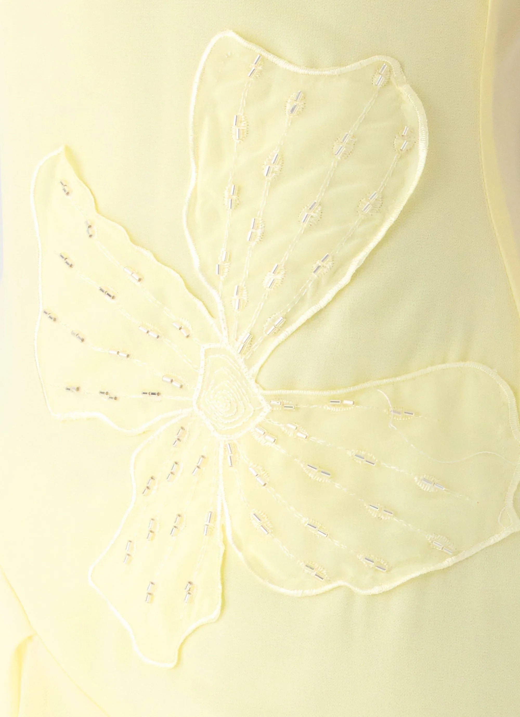 Aysha Beaded Flower Midi Dress Yellow