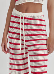 Red And White Striped Knitted Trouser